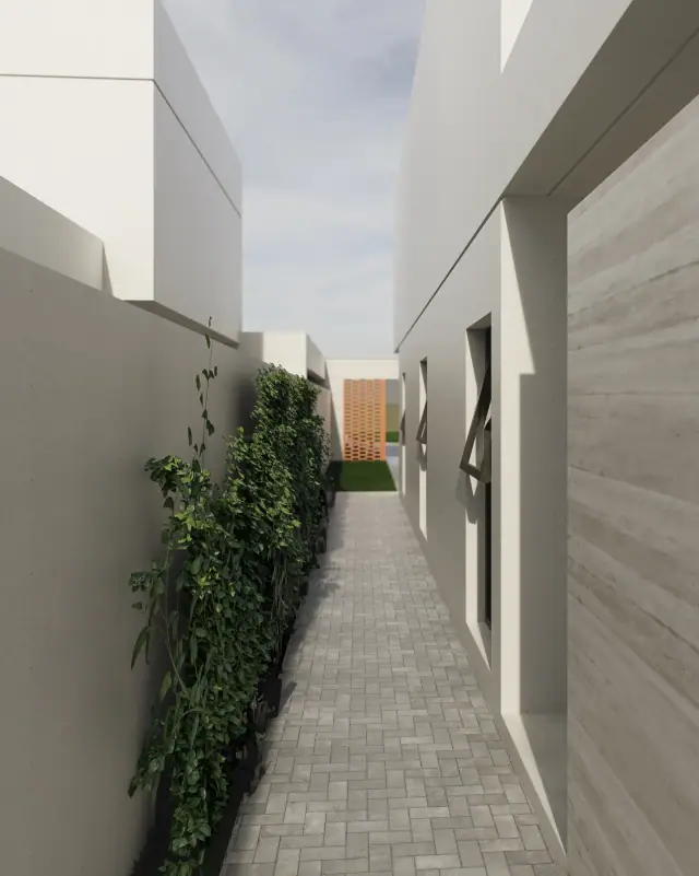 Render de el paso lateral de Casa Apolo, Córdoba