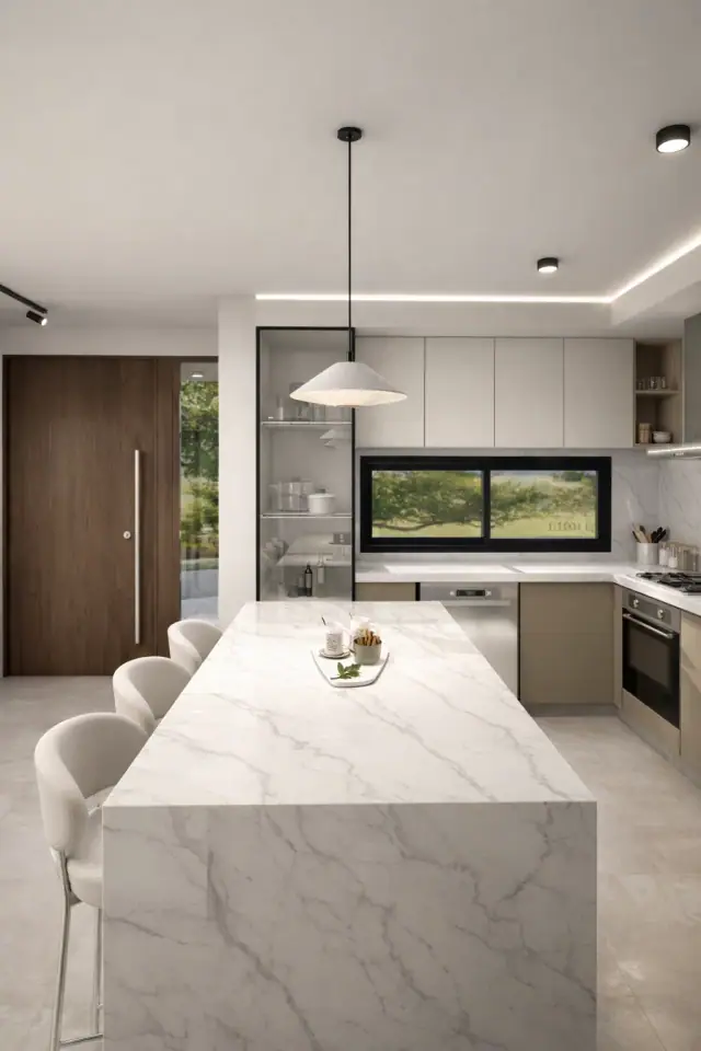 Render de la cocina de Casa Candeguí, Córdoba