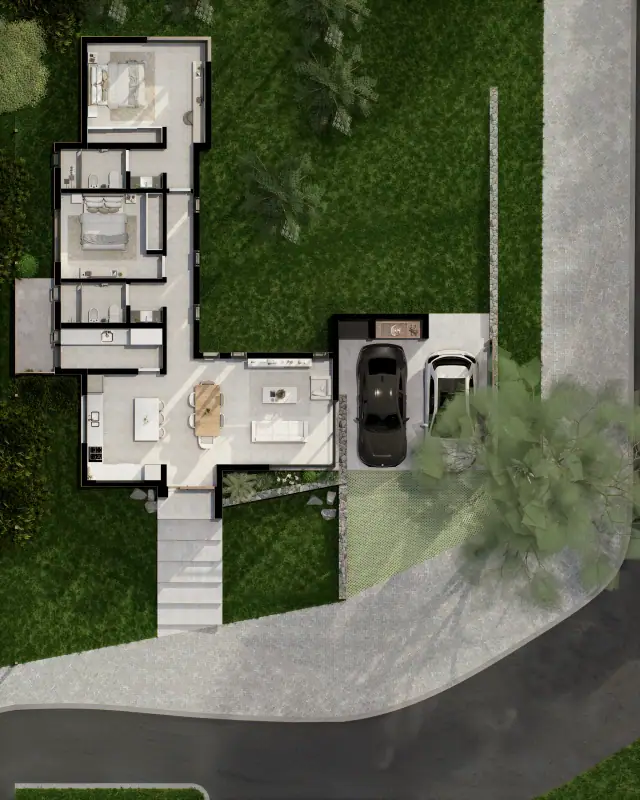 Render de la planta de Casa Candeguí, Córdoba