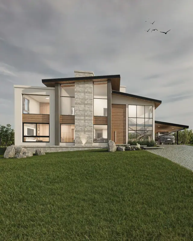 Render de la fachada de Casa J4, Córdoba