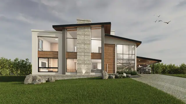 Render de la fachada de Casa J4, Córdoba