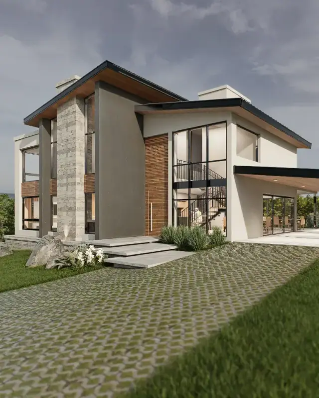 Render de la fachada de Casa J4, Córdoba