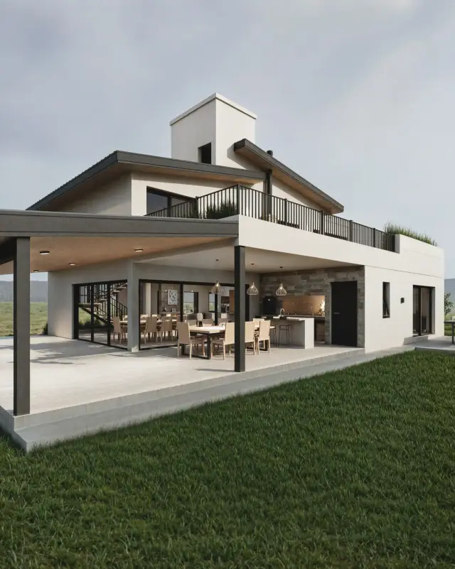 Render de el patio de Casa J4, Córdoba