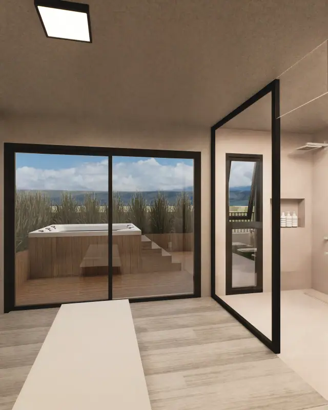 Render de el vestidor de Casa J4, Córdoba