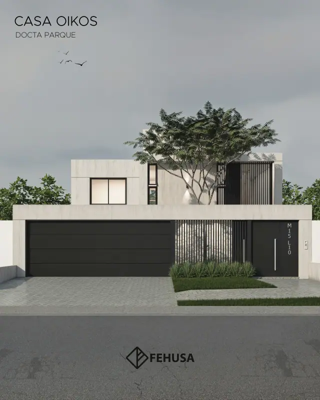 Render de la fachada de Casa Oikos, Córdoba