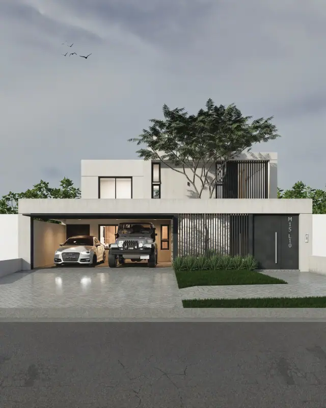 Render de la fachada de Casa Oikos, Córdoba